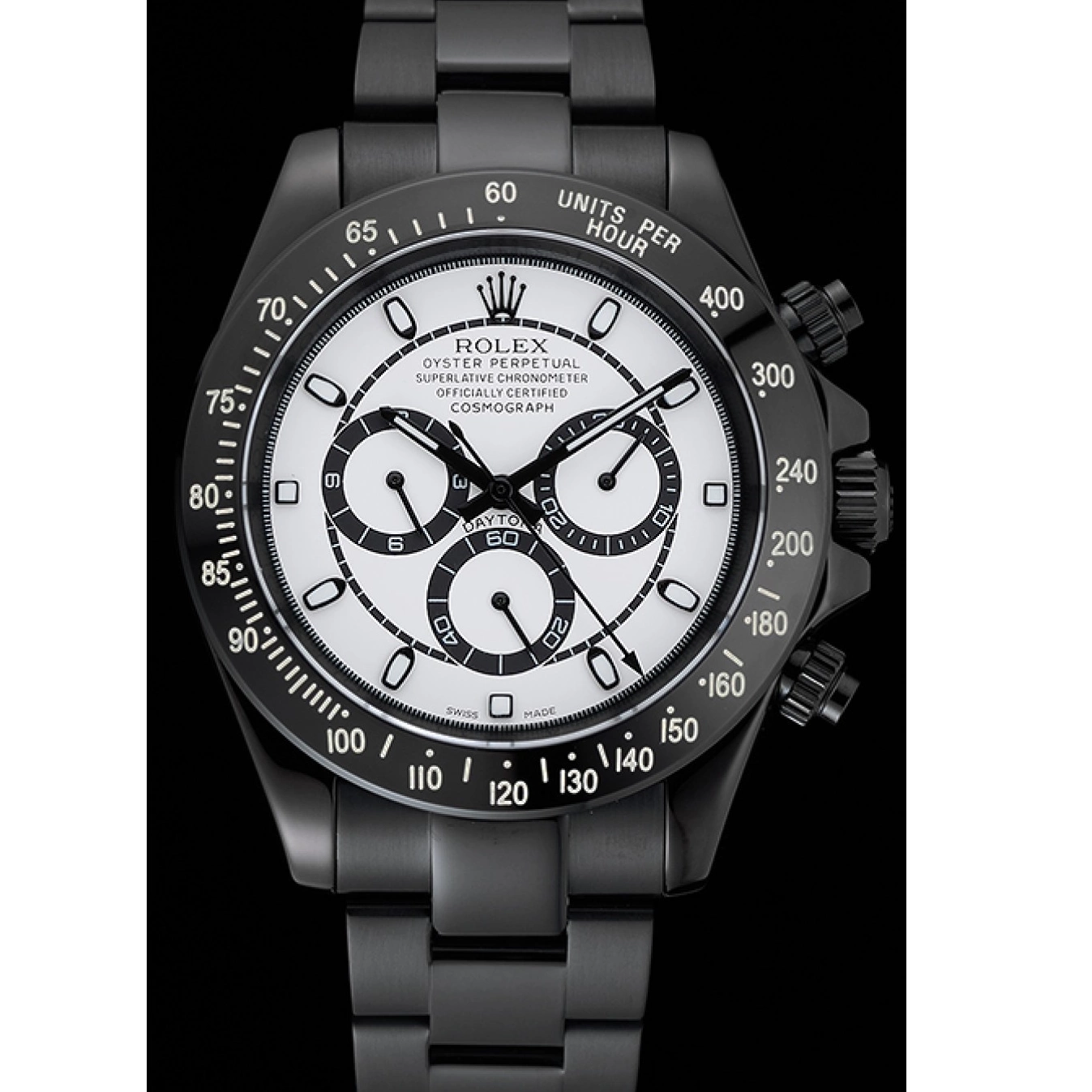 Aaa replica watch Black And Bracelet Dial And Stainless 1454249 Steel Daytona Rolex White Case Cosmograph Black 0802
